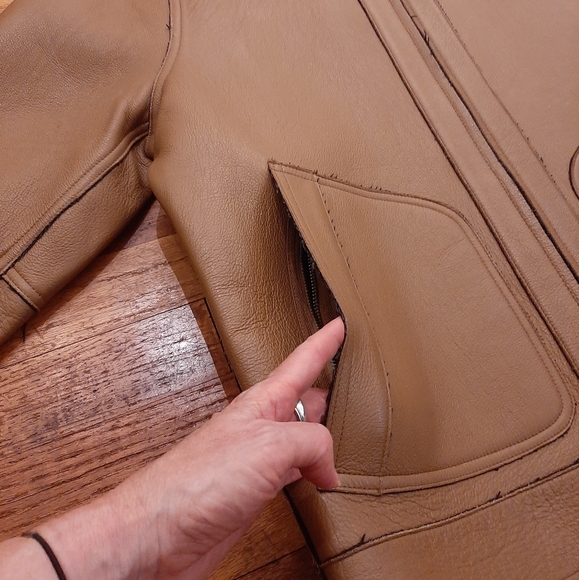 Barneys New York Tan  Leather Jacket - Picture 4 of 12